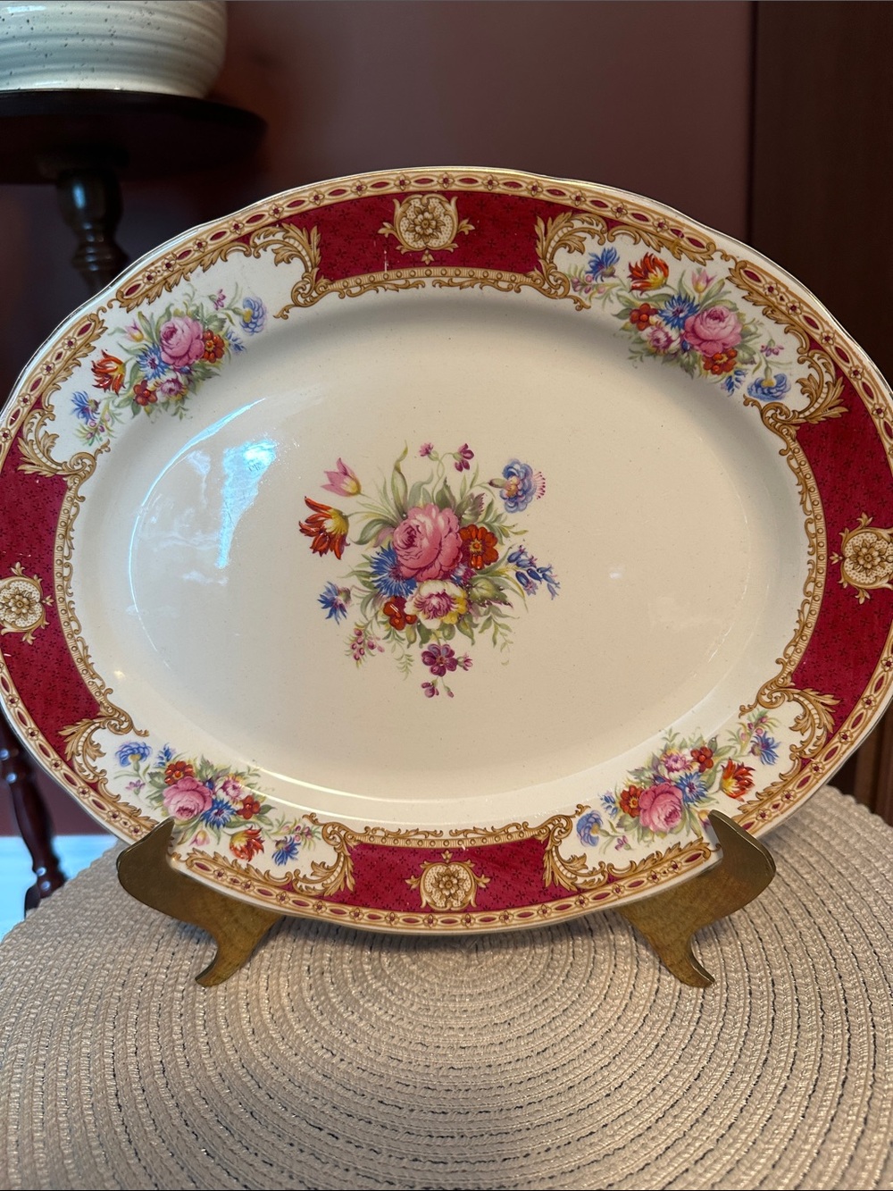 Vintage Wedgewood “Vincent” Floral & Gold-Trim Serving Platter - Home Dining